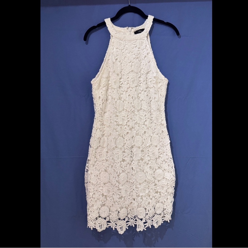 Bridal Haul | Lulus White Lace Halter Sheath Dress